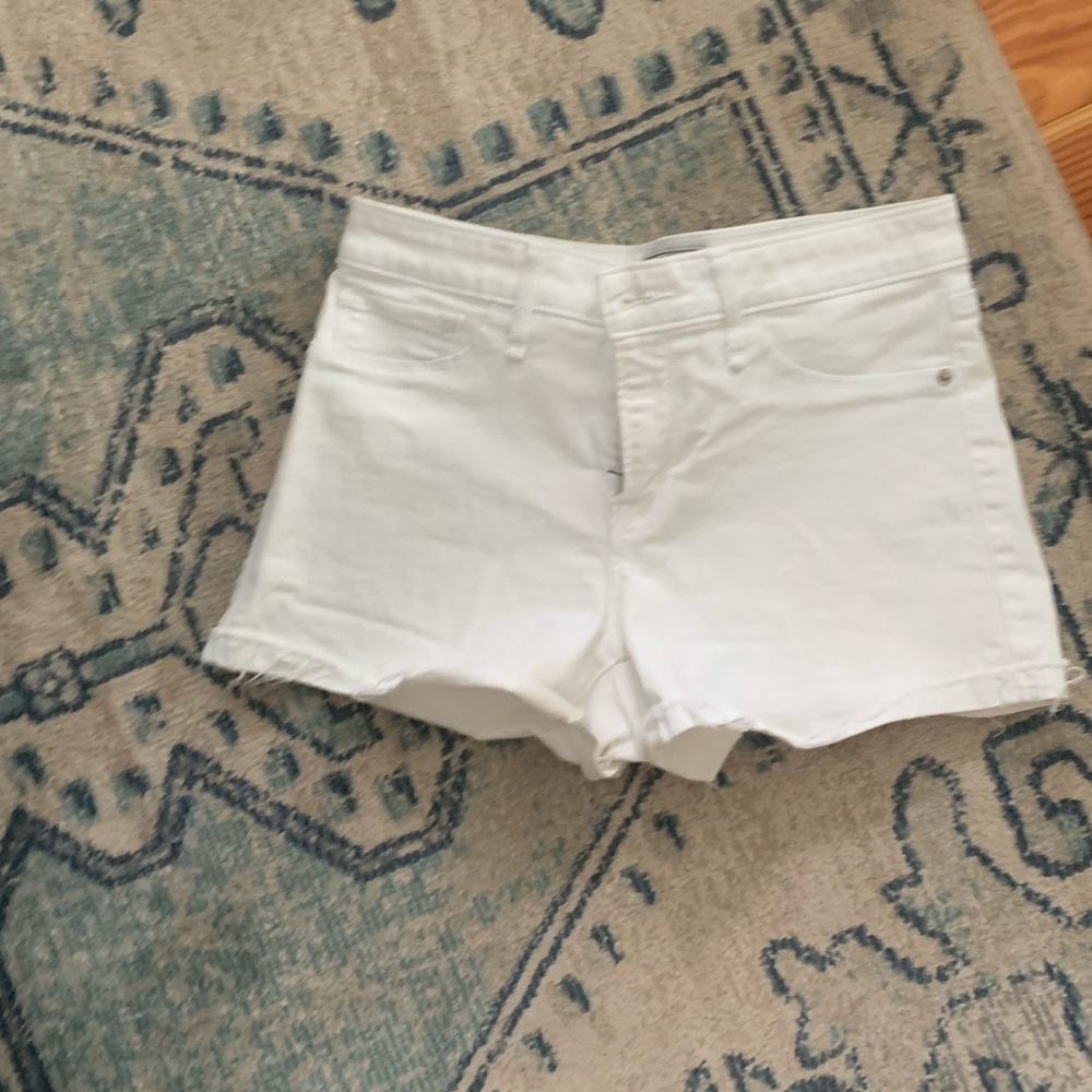 A& F distressed white jean shorts